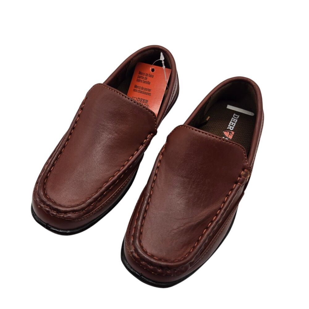 New Deer Stags Boy's Booster Loafers dress shoes brown youth toddler size 11